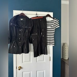 CACHE 3-PIECE BLACK SATIN’ISH’ CAPRI SET